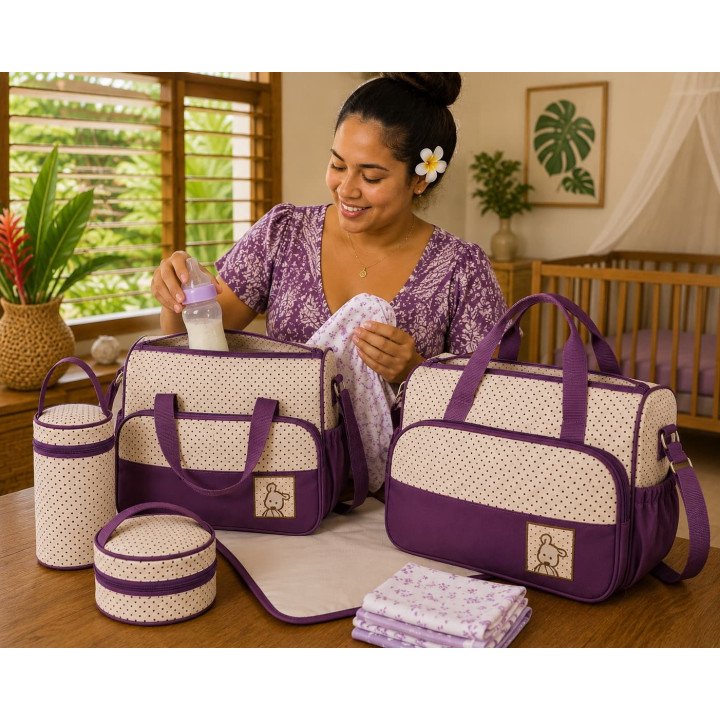ENSEMBLE DE SAC A LANGER MAUVE