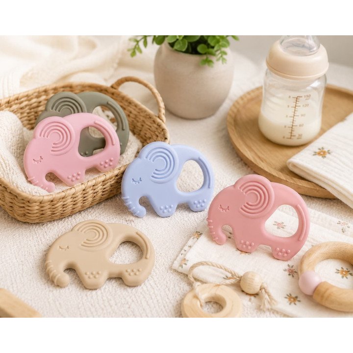 ANNEAU DE DENTITION ELEPHANT ROSE