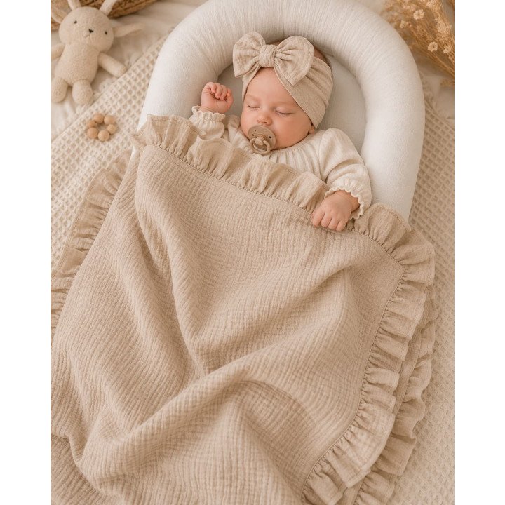 COUVERTURE DOUCE 150 X 140 CM BEIGE