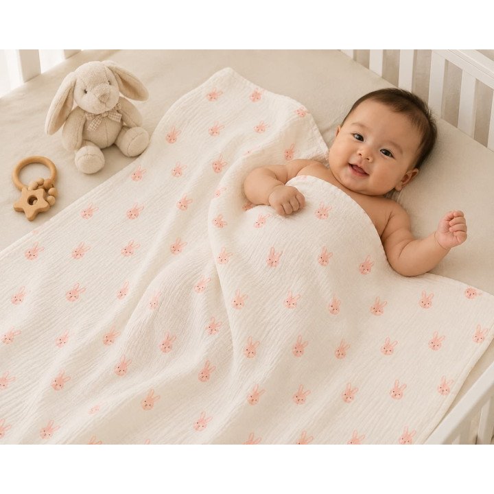 LANGE 95X95CM LAPIN ROSE