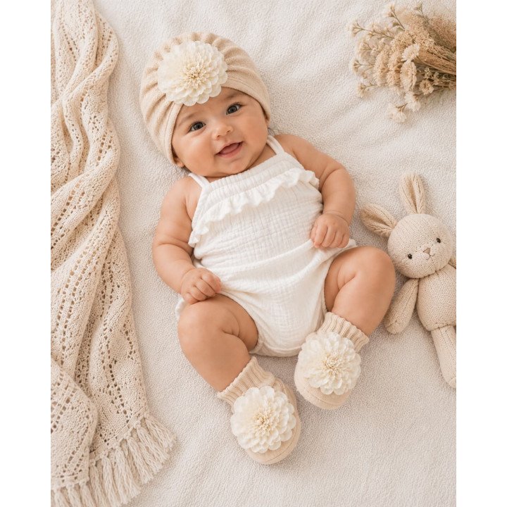 BONNET PLUS CHAUSSETTES BEIGE
