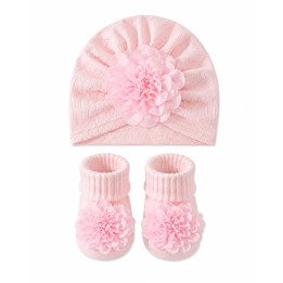 BONNET PLUS CHAUSSETTES ROSES