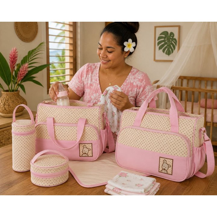 ENSEMBLE DE SAC A LANGER ROSE